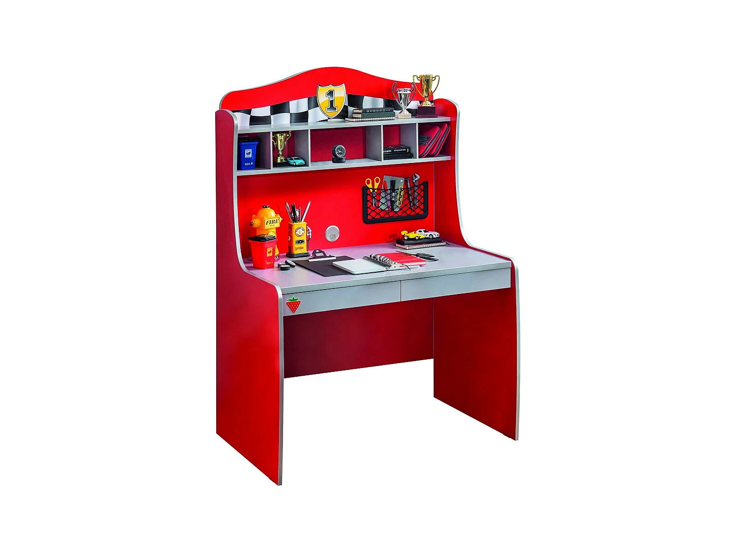 Bureau enfant rouge Racing Kup 2 tiroirs 103cm