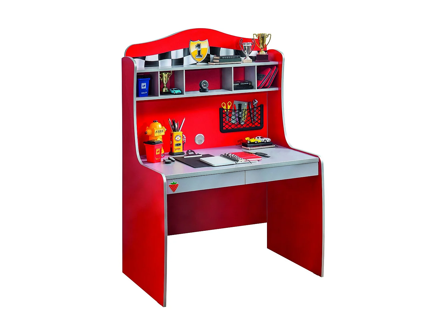Bureau enfant rouge Racing Kup 2 tiroirs 103cm