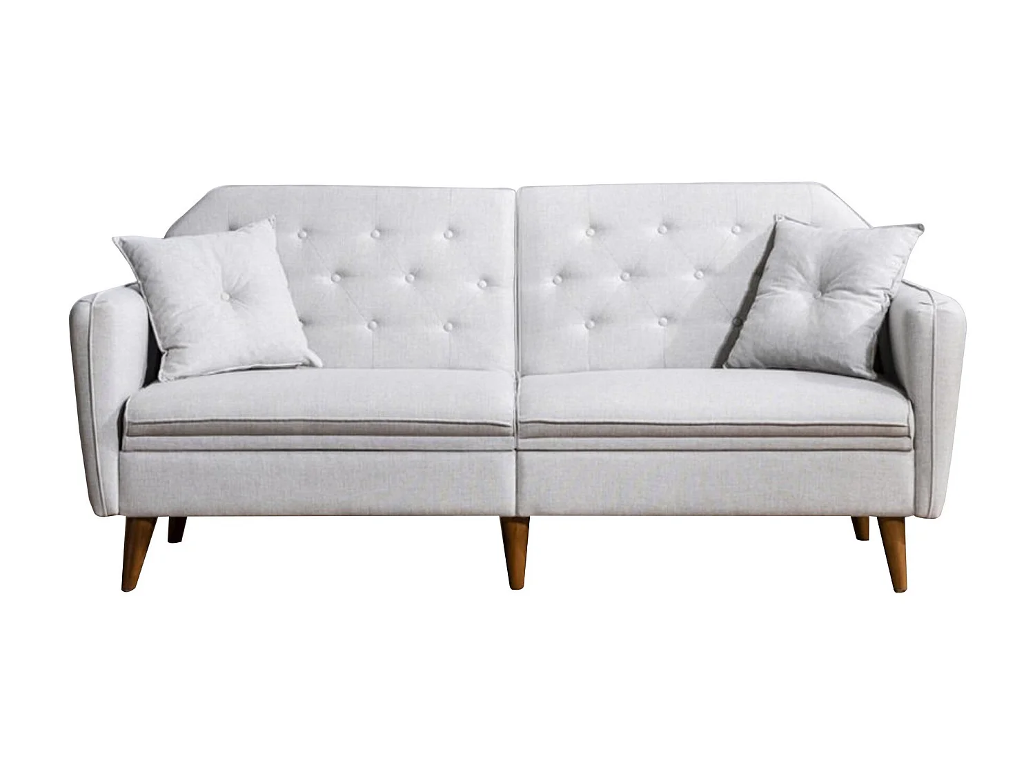 Ensemble Canapé 3 places convertible et 1 fauteuil tissu crème Touka