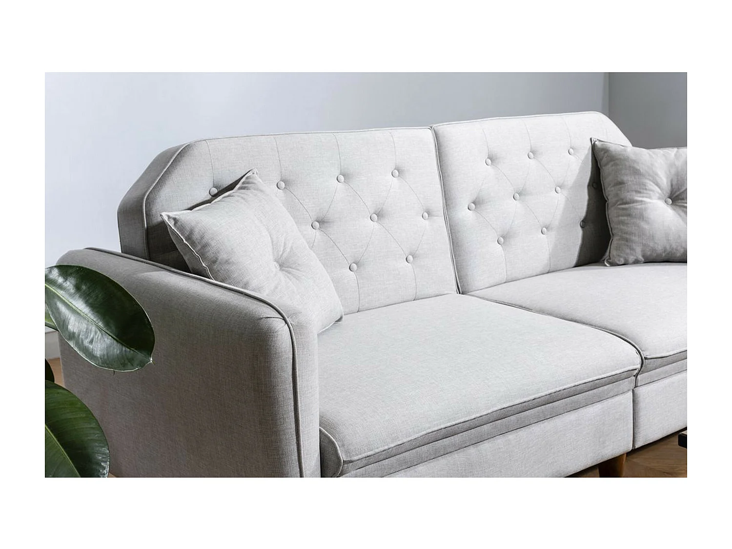 Ensemble Canapé 3 places convertible et 1 fauteuil tissu crème Touka