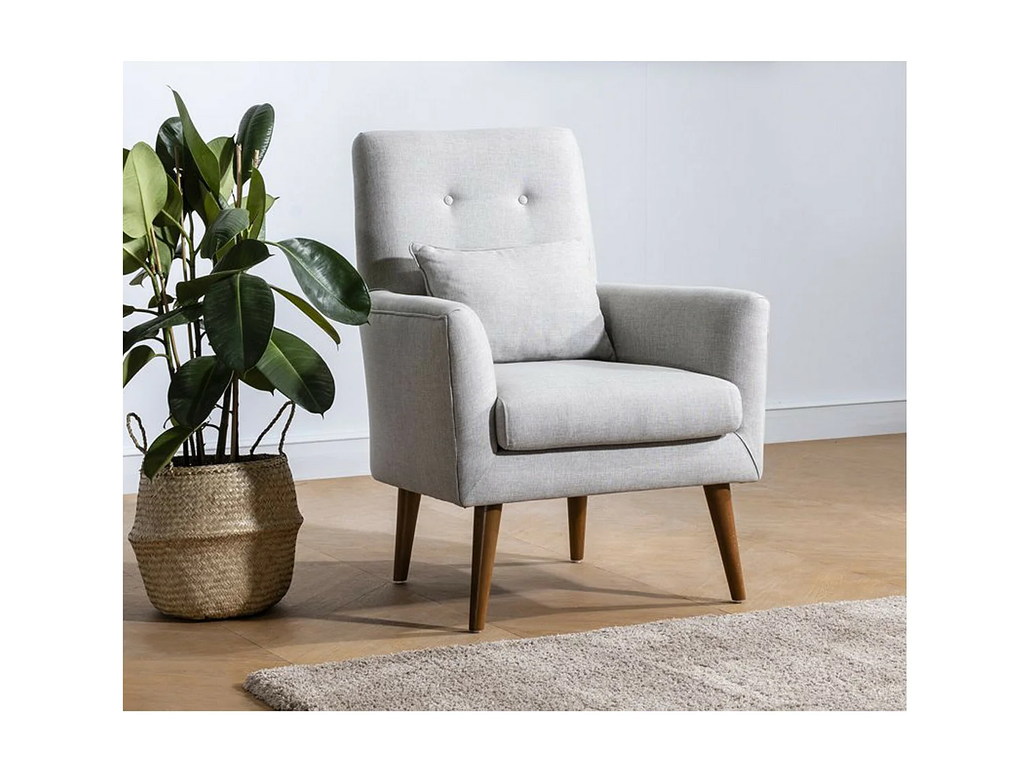 Ensemble Canapé 3 places convertible et 1 fauteuil tissu crème Touka