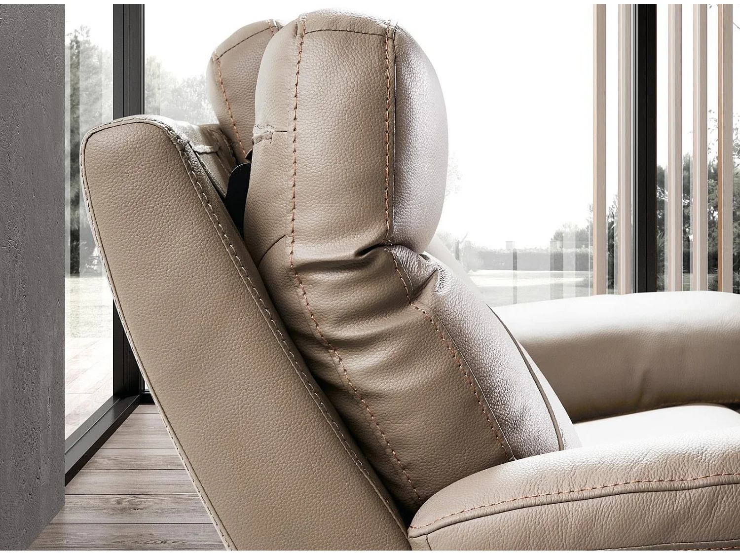 Ensemble canapé de relaxation 3 places électrique 2 places fixe cuir beige Ducka