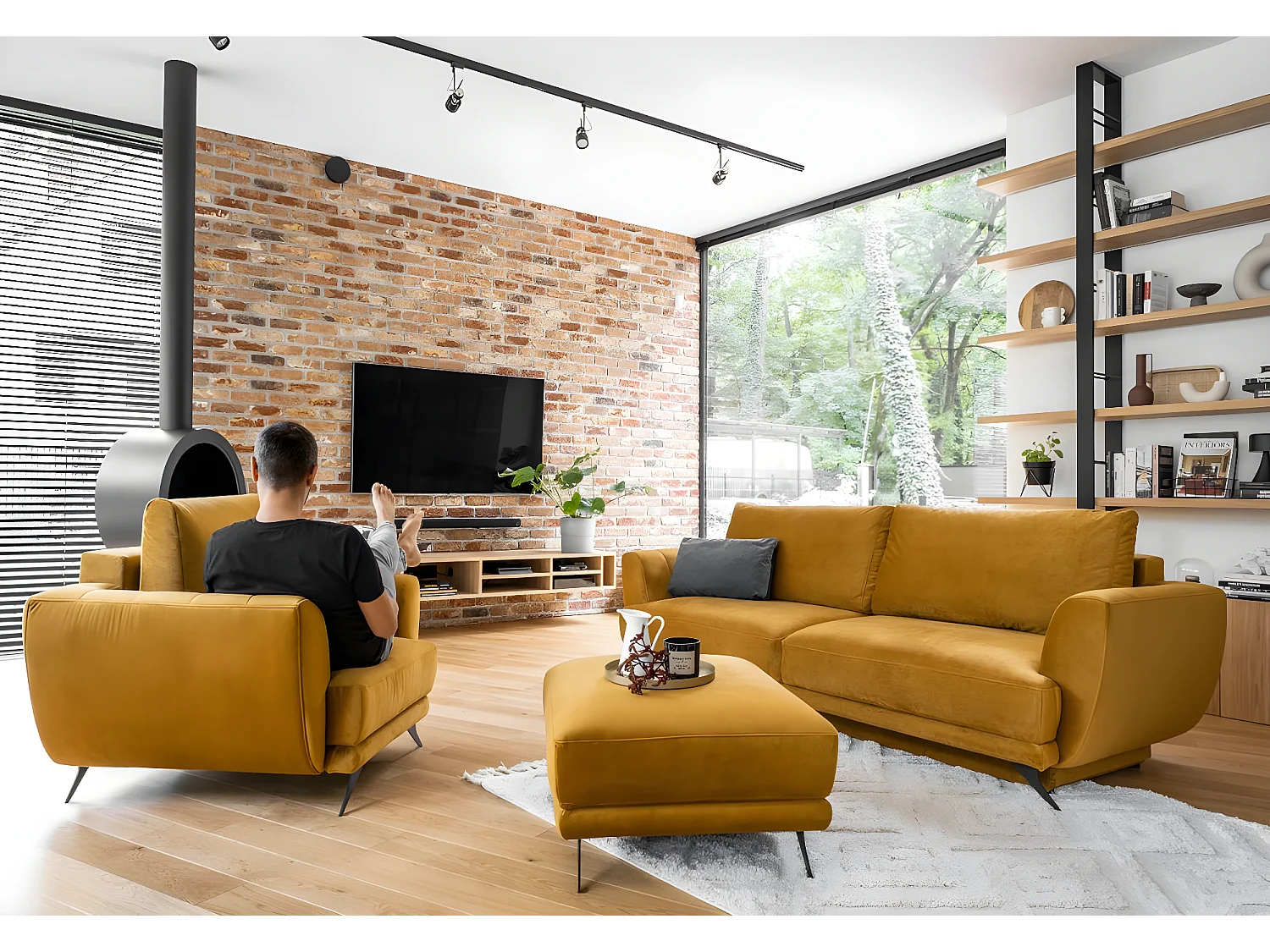 Ensemble canapé convertible simili cuirl beige Zora - 1 canapé 3 places + 1 fauteuil + 1 pouf