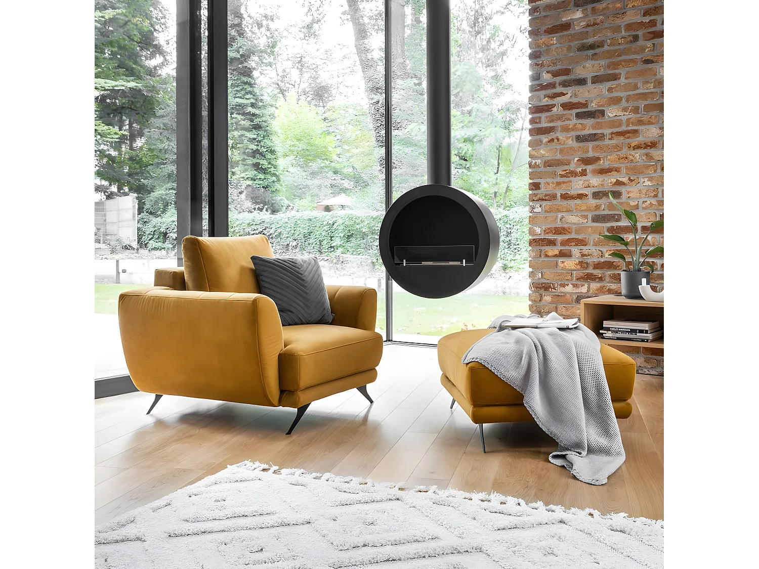 Ensemble canapé convertible simili cuirl beige Zora - 1 canapé 3 places + 1 fauteuil + 1 pouf