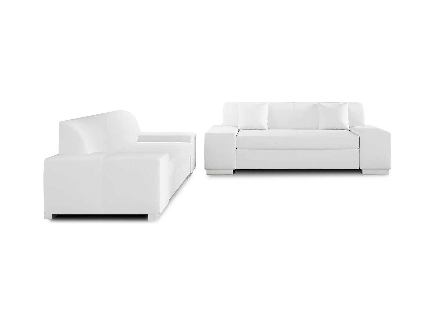Ensemble Canapé minimaliste 2 et 3 places simili cuir blanc Plazo