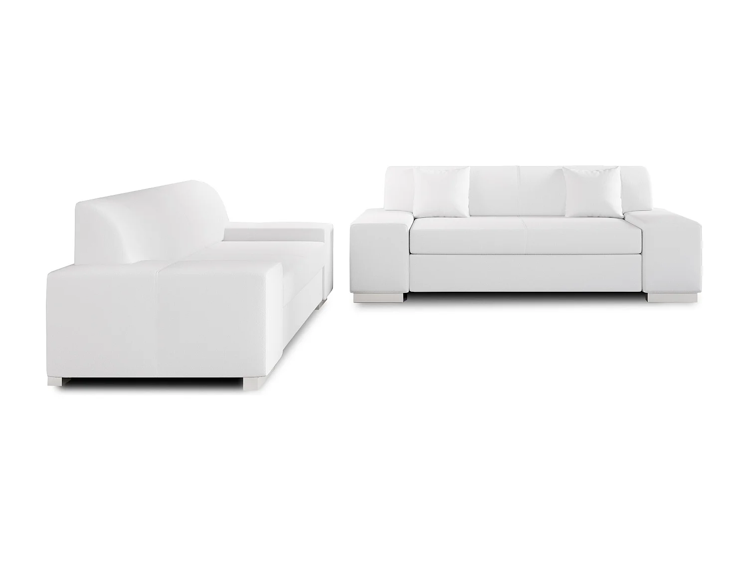 Ensemble Canapé minimaliste 2 et 3 places simili cuir blanc Plazo