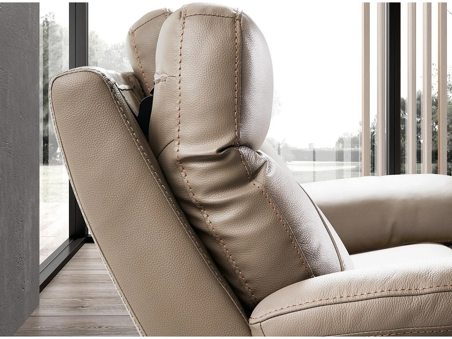 Ensemble canapé de relaxation 3 places électrique 2 places electrique cuir beige Ducka