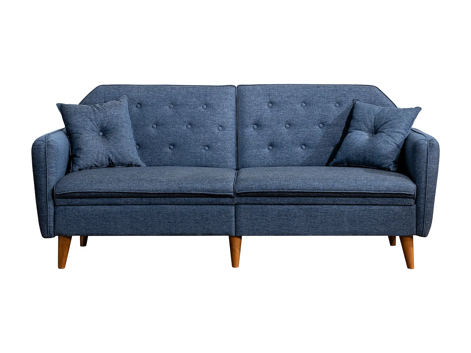 Ensemble Canapé 3 places convertible et 1 fauteuil tissu bleu foncé Touka
