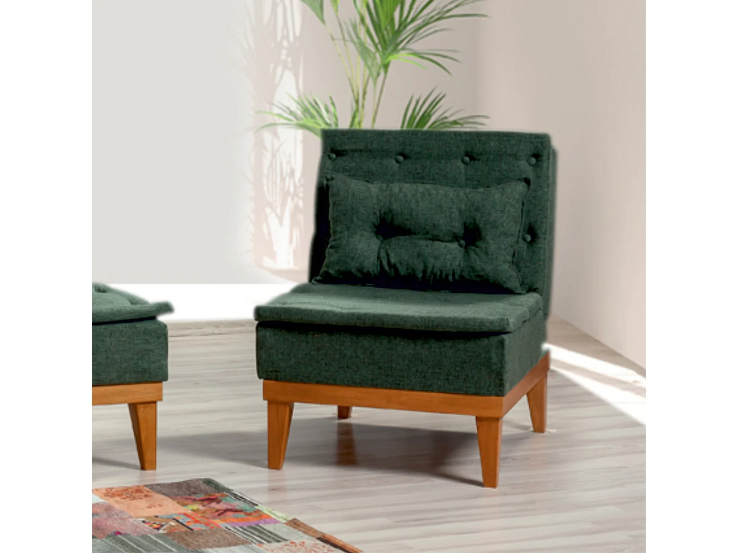 Fauteuil convertible tissu vert Sporka 62cm