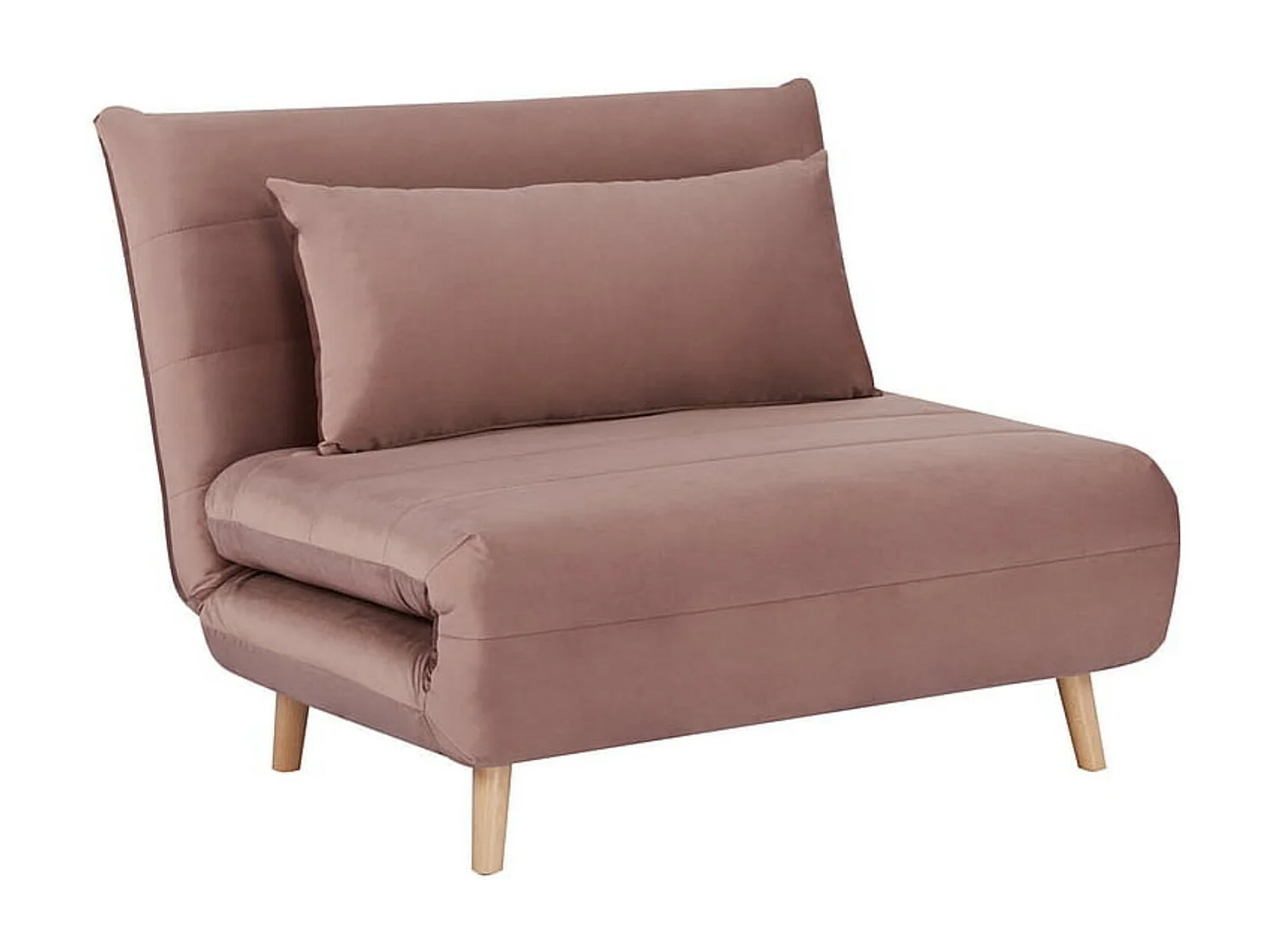 Fauteuil convertible velours Kikou 105cm-Couleur Vieux rose
