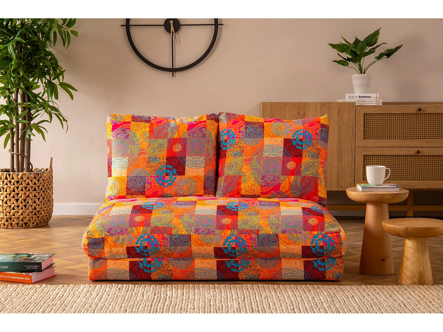 Grand fauteuil convertible 2 places multipositions patchwork Talya 120cm