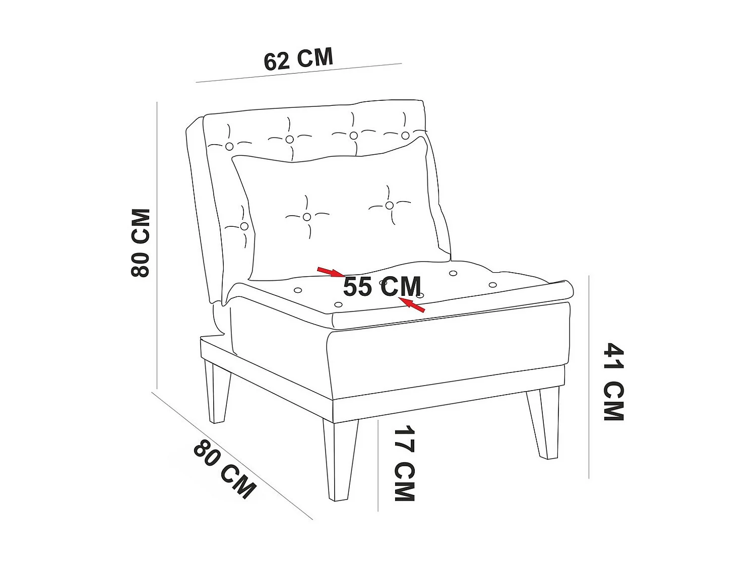 Sporka antraciet stoffen converteerbare fauteuil 62 cm