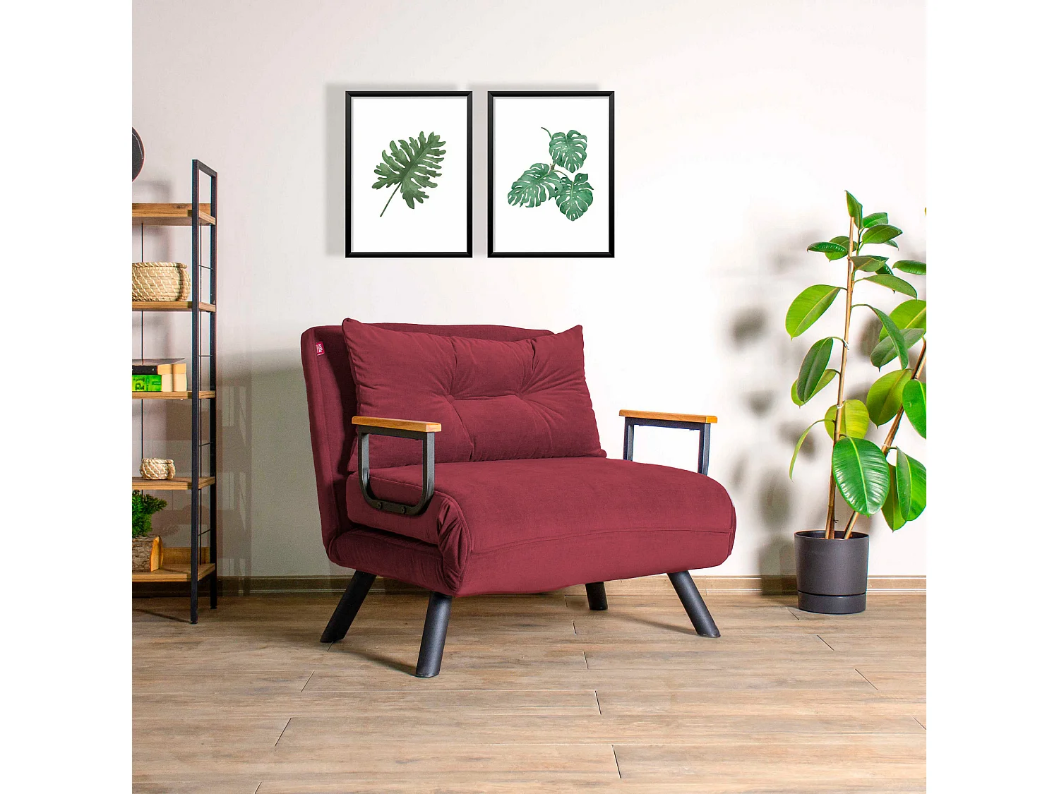 Converteerbare fauteuil van Sylvano stof-Kleur Bordeaux-Aantal plaatsen) 1 zits fauteuil