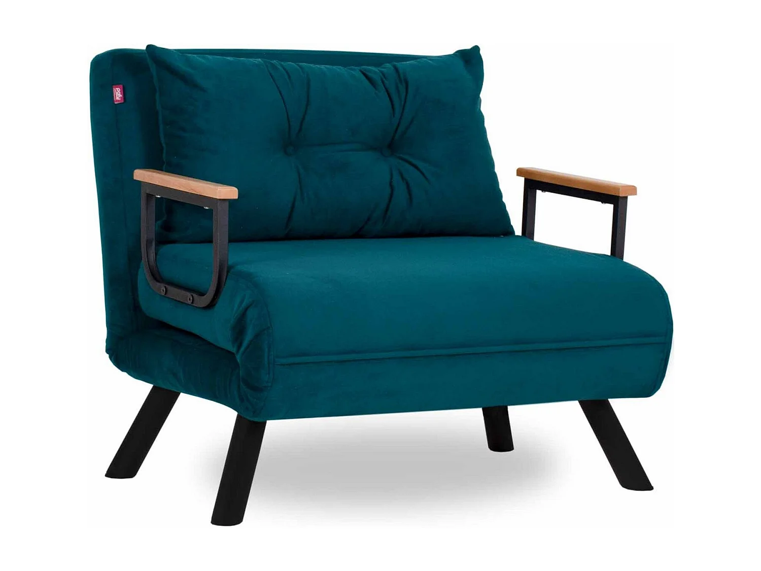 Fauteuil convertible tissu Sylvano-Couleur Bleu canard-1 place fauteuil