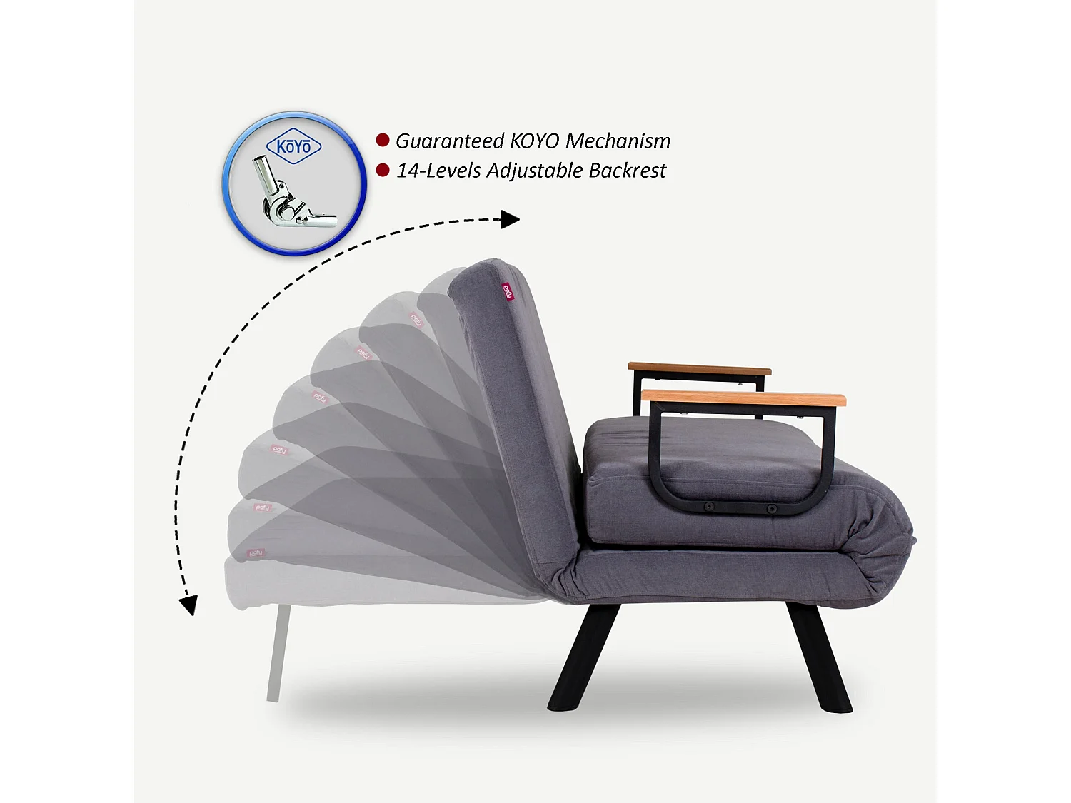 Converteerbare fauteuil van Sylvano stof-Kleur Blauwe Eend-Aantal plaatsen) 1 zits fauteuil