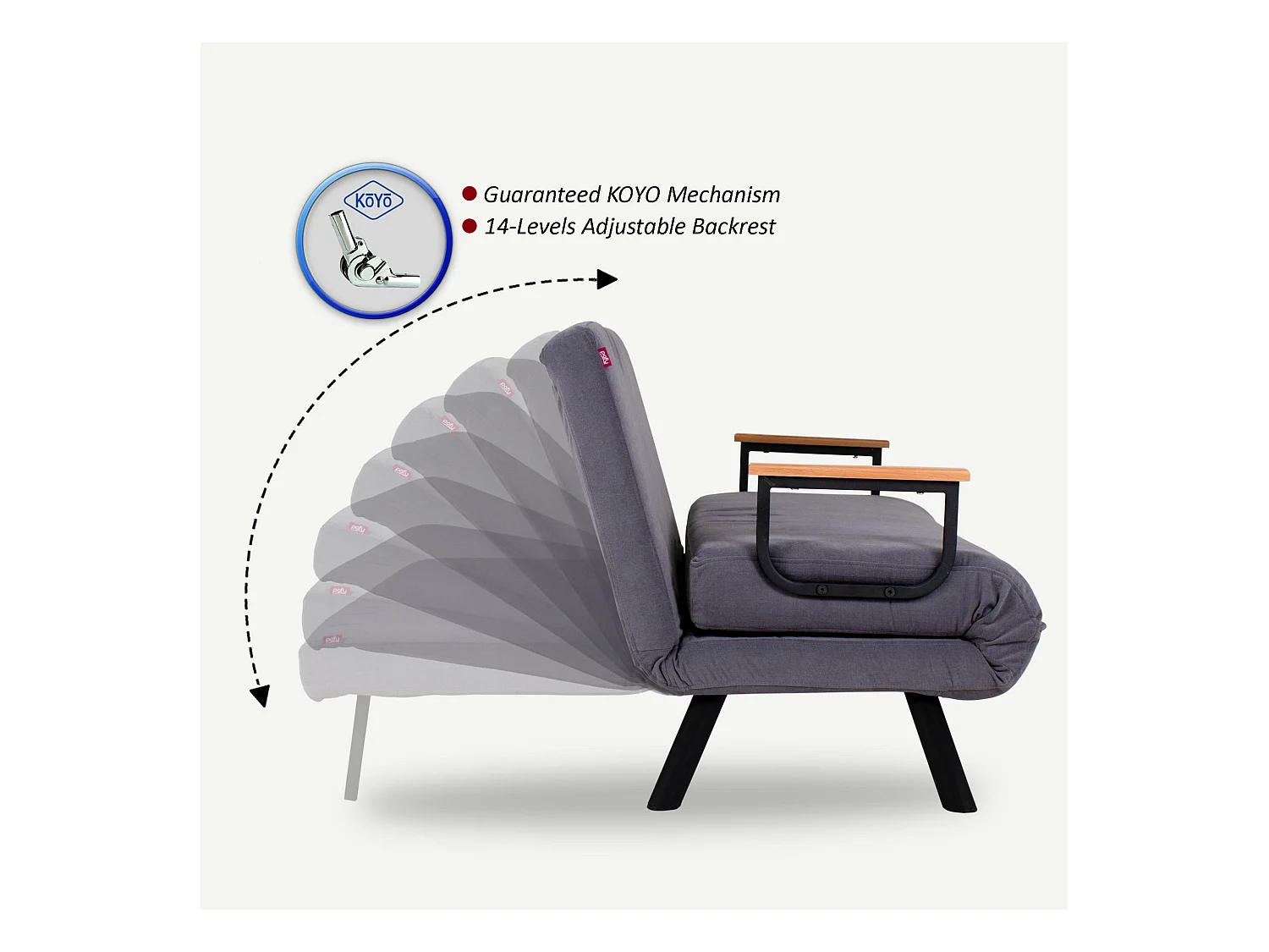 Converteerbare fauteuil van Sylvano stof-Kleur Bruin-Aantal plaatsen) 1 zits fauteuil