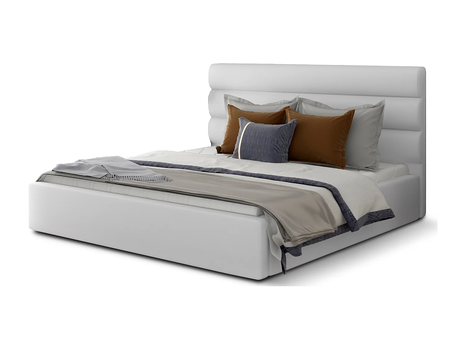 Lit design simili cuir blanc Klarina - 4 tailles-140x200