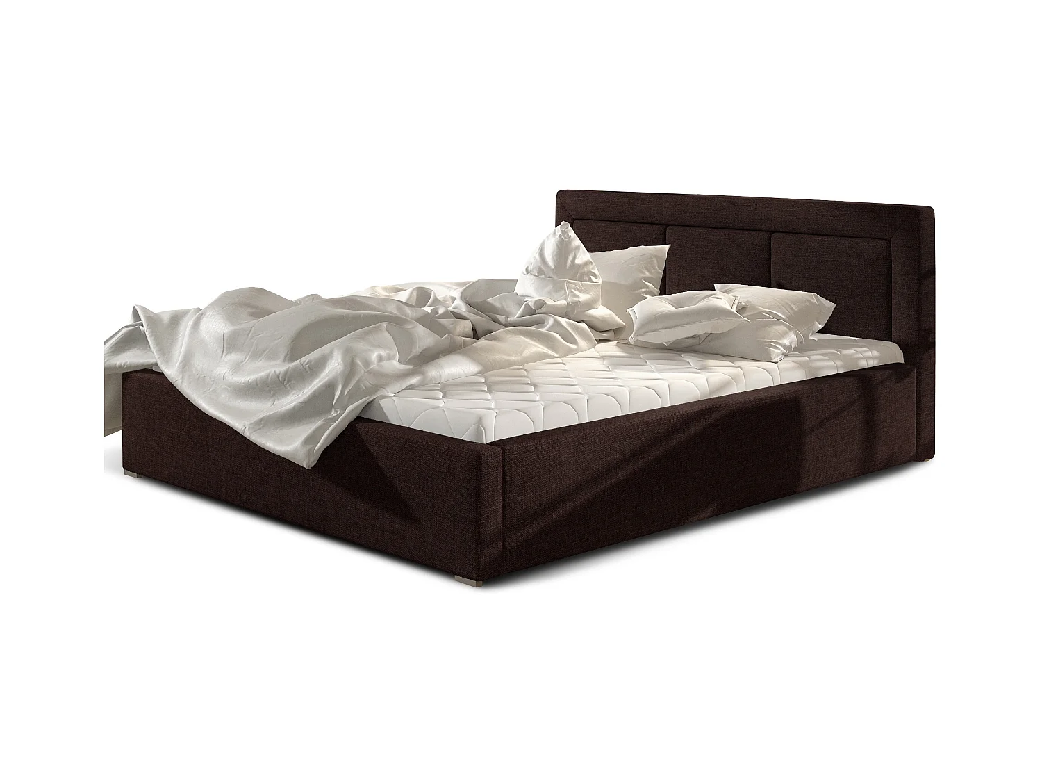 Lit tissu marron grand carré capitonné Berlino - 4 tailles-160x200