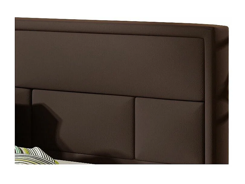 Lit double simili cuir marron tête de lit capitonnée Lenzo - 4 tailles-180x200