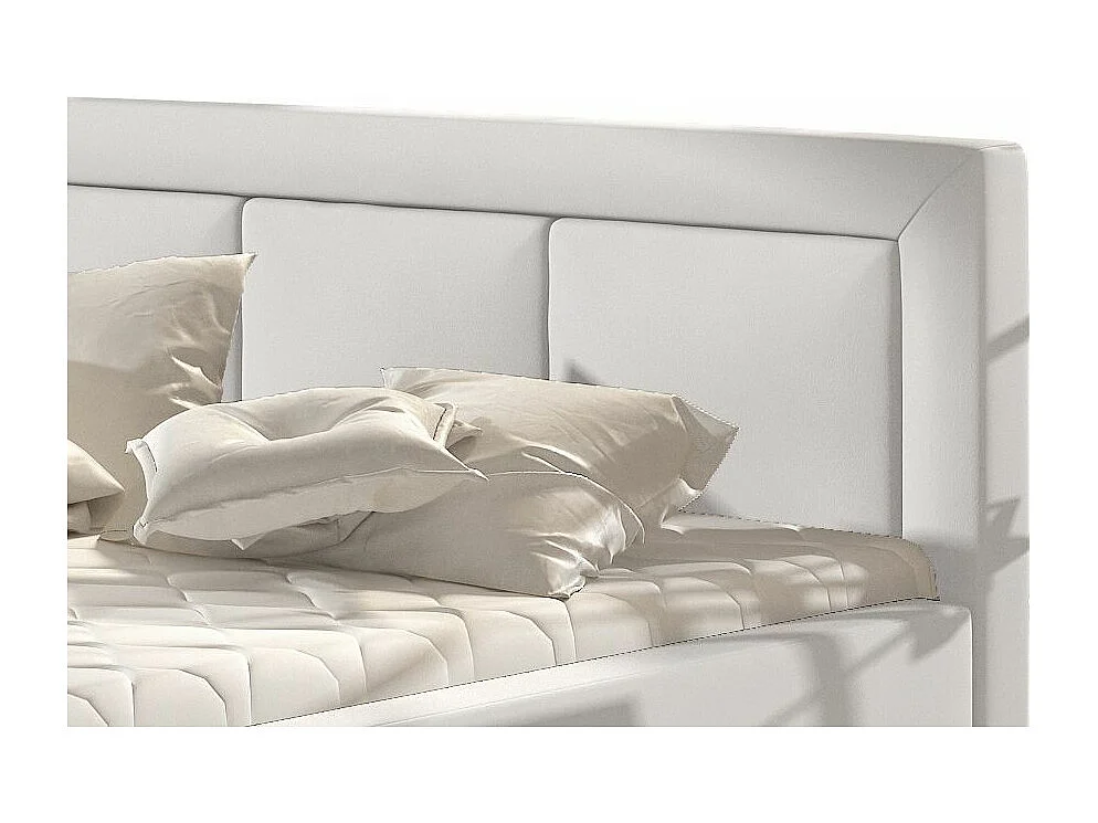 Lit simili cuir blanc grand carré capitonné Berlino - 4 tailles-160x200