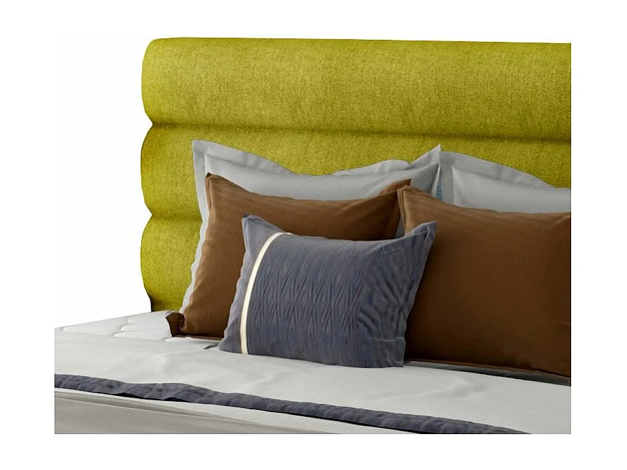 Tweepersoonsbed met Klarina boxspring - Gestoffeerde stof-Kleur Olijfgeel-Slapen 180x200cm