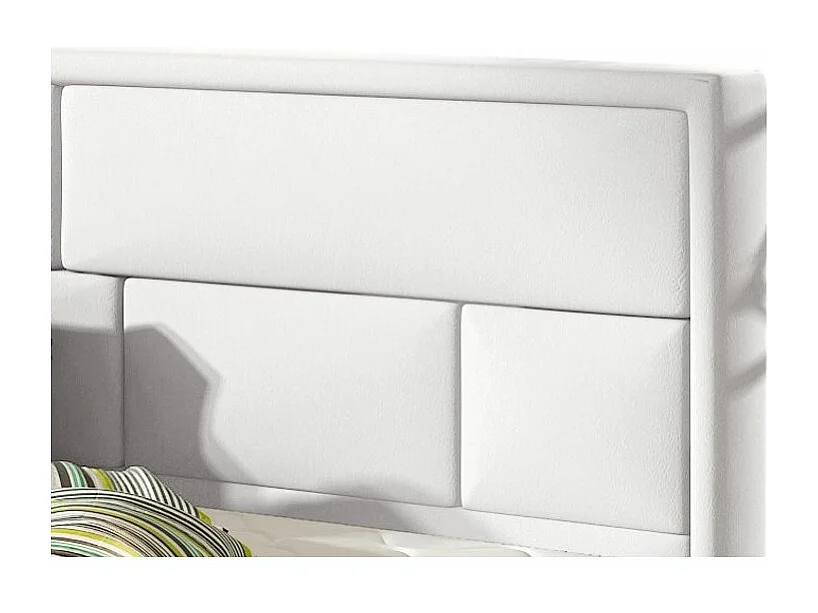 Lit double simili cuir blanc tête de lit capitonnée Lenzo - 4 tailles-200x200