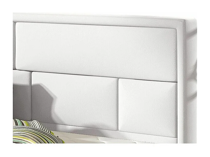 Volwassenenbed met Lenzo boxspring – Gewatteerd kunstleer-Kleur Wit-Slapen 160x200cm