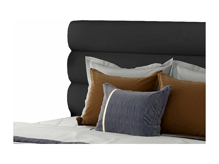 Lit design simili cuir noir Klarina - 4 tailles-180x200