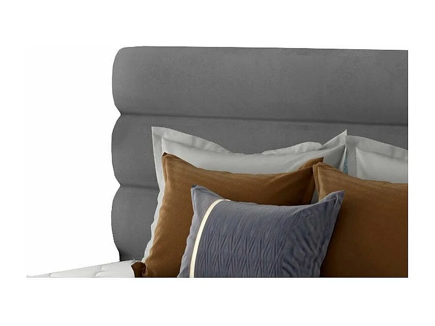 Lit design velours gris Klarina - 4 tailles-140x200