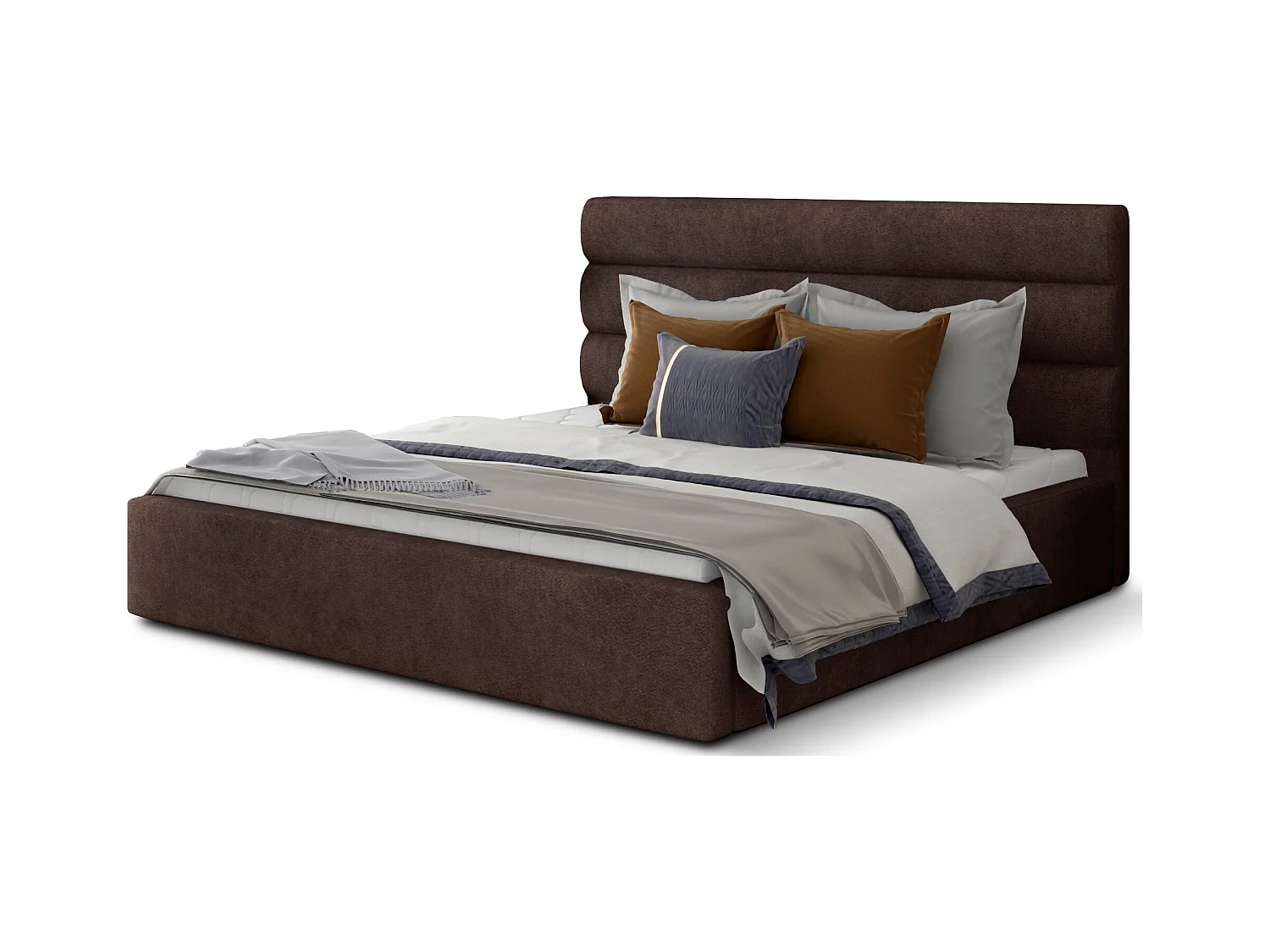 Lit design tissu doux marron Klarina - 4 tailles-140x200