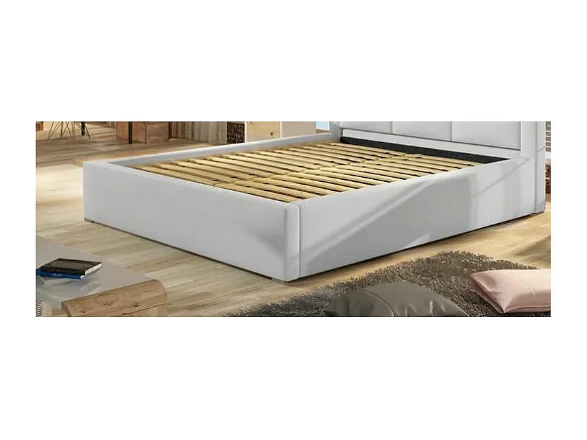 Lit rembourré de luxe velours Vareze-Couleur Beige-160x200-Version avec sommier