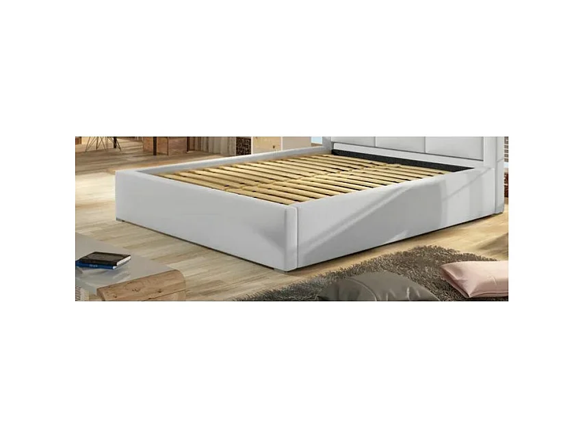 Lit rembourré de luxe velours Vareze-Couleur Beige-160x200-Version avec sommier