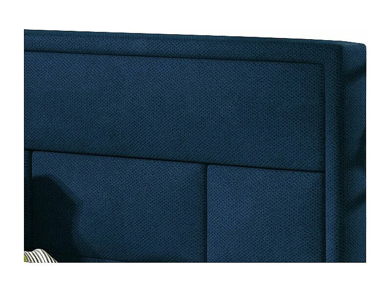 Volwassen bed met Lenzo boxspring – Gewatteerd fluweel-Kleur Middernacht blauw-Slapen 180x200cm