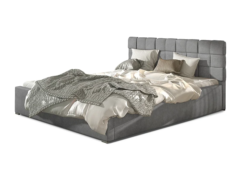 Lit moderne 160x200 capitonné velours gris Kandy