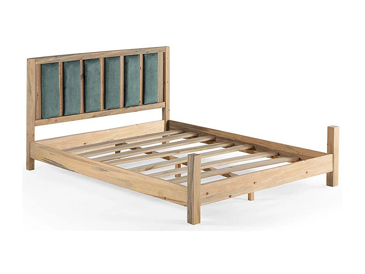 Lit en bois massif clair avec tête de lit tissu doux Mirenda - 7 tailles-Couleur Vert clair-200x200