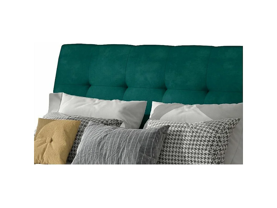 Lit double capitonné velours vert Klein - 4 tailles-160x200