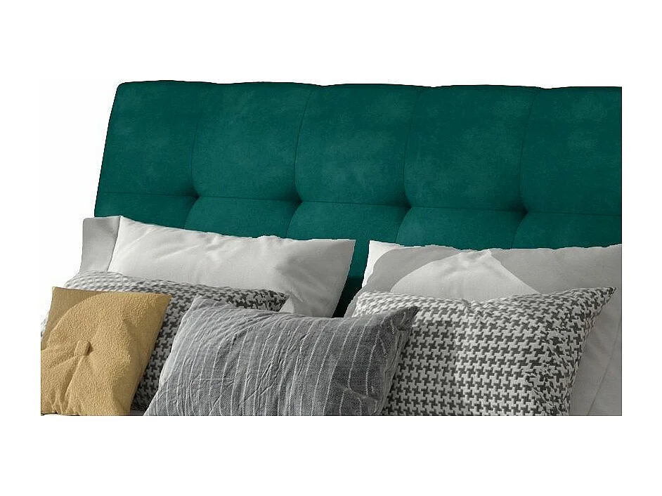 Lit double capitonné velours vert Klein - 4 tailles-160x200