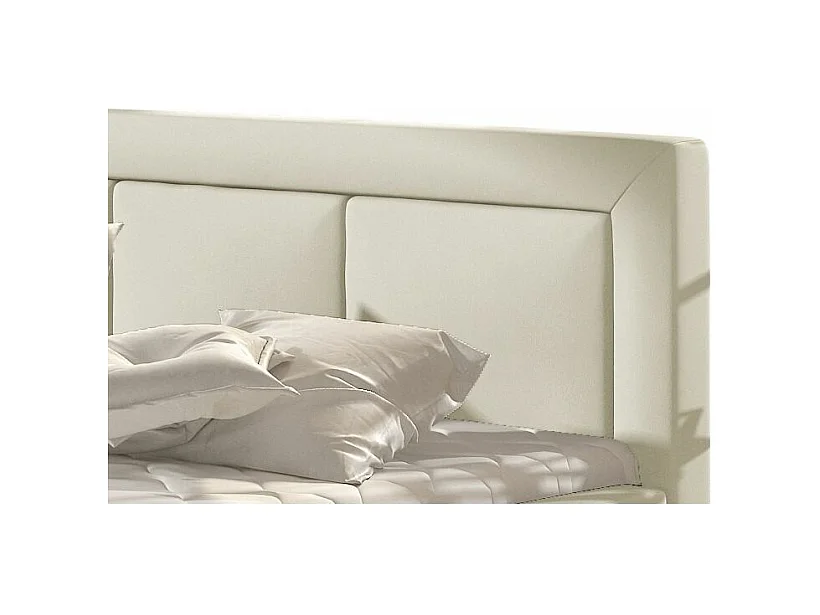 Lit simili cuir beige clair grand carré capitonné Berlino - 4 tailles-200x200