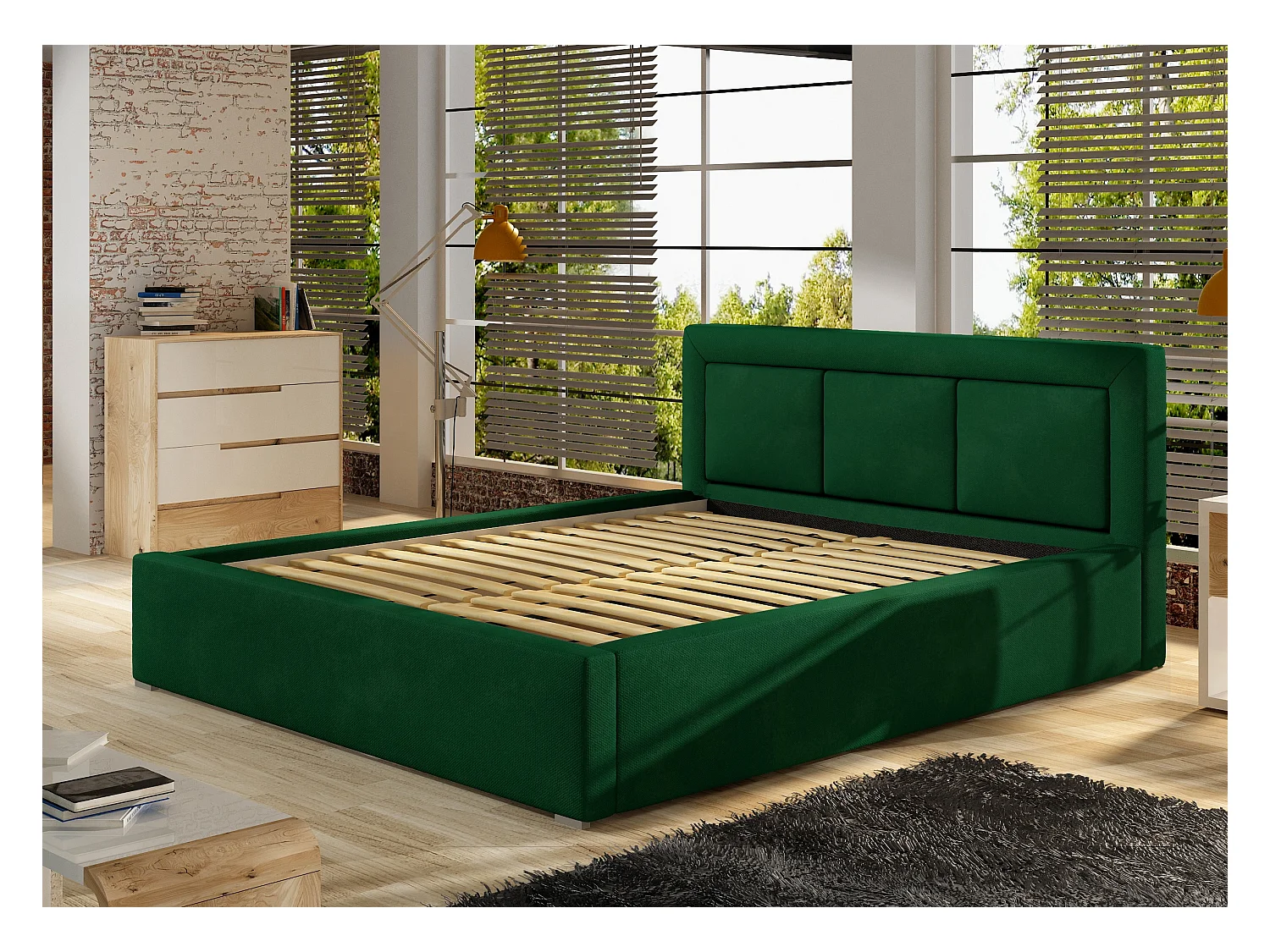 Lit simili cuir beige clair grand carré capitonné Berlino - 4 tailles-200x200