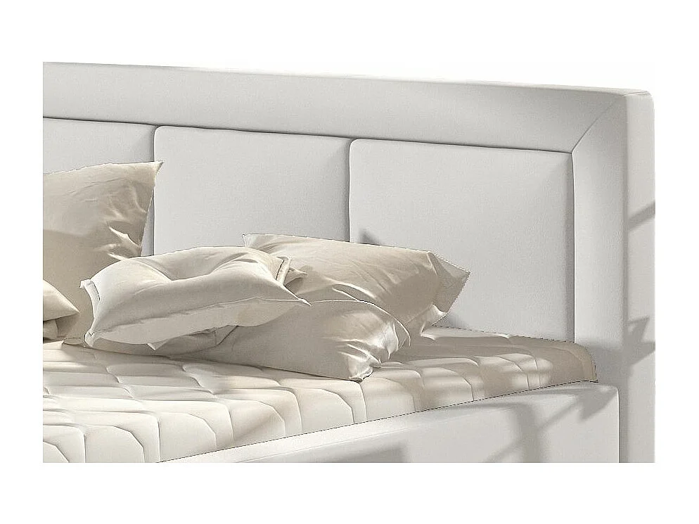 Lit simili cuir blanc grand carré capitonné Berlino - 4 tailles-180x200