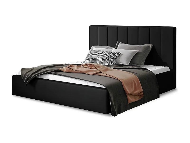 Vareze luxe kunstleer gestoffeerd bed-Kleur Zwart-Slapen 200x200cm-Versie met boxspring