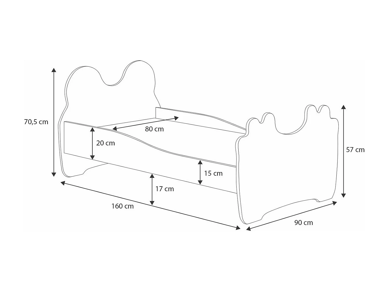 Lit enfant avec motif petit lion bleu 70x140 ou 80x160 - Matelas inclus - Tiroir de rangement-70x140