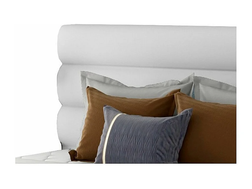 Tweepersoonsbed met Klarina boxspring - Gewatteerd kunstleer-Kleur Wit-Slapen 160x200cm