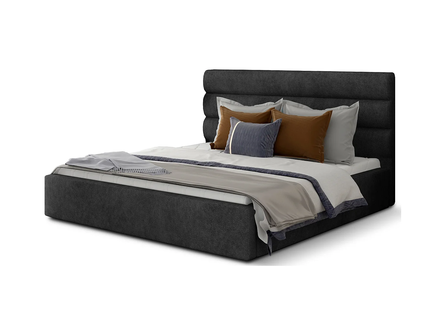 Lit design tissu anthracite Klarina - 4 tailles-140x200