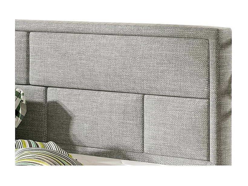 Lit double tissu gris clair tête de lit capitonnée Lenzo - 4 tailles-180x200