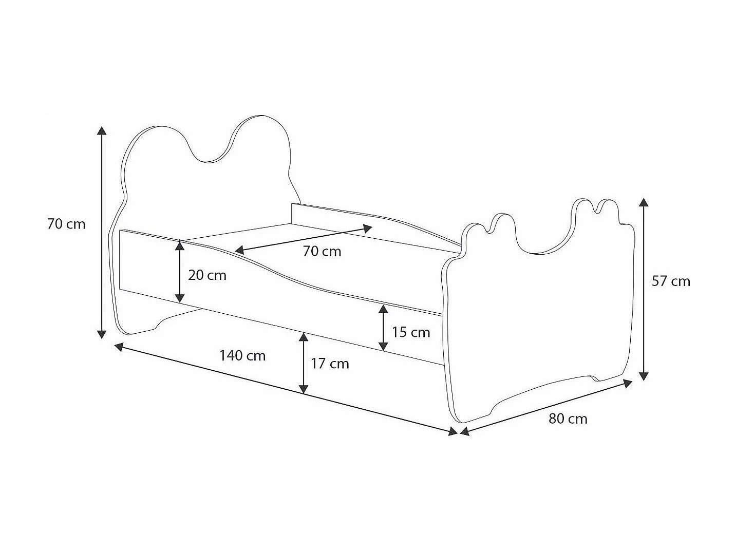 Lit enfant avec motif petit panda 70x140 ou 80x160 - Matelas inclus - Tiroir de rangement-80x160