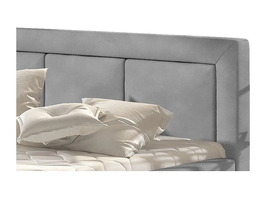 Tweepersoonsbed met Berlino boxspring - Gestoffeerd fluweel-Kleur Grijs-Slapen 180x200cm