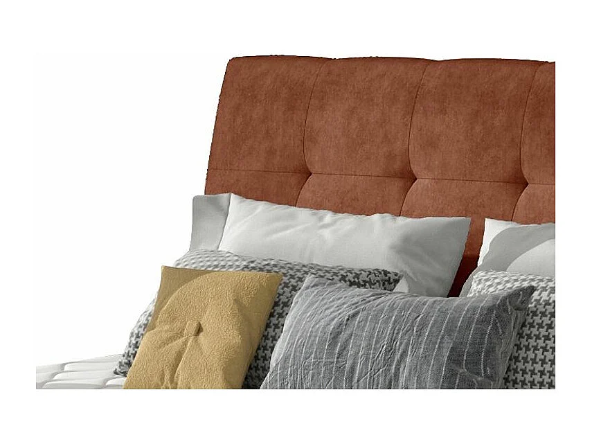 Lit double capitonné tissu rouge brique Klein - 4 tailles-160x200