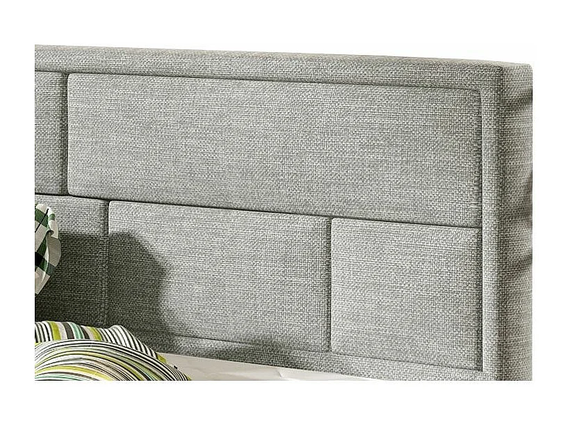 Lit double tissu gris clair tête de lit capitonnée Lenzo - 4 tailles-160x200