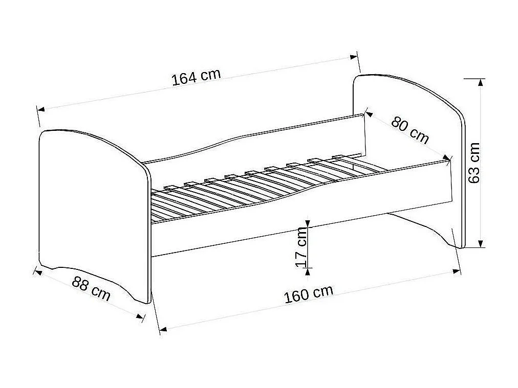Lit enfant bois blanc imprimé pelleteuse 70x140 ou 80x160 - Sommier et matelas inclus - Ondula-70x140